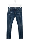 DSQUARED2 TEEN DISTRESSED MEDIUM-WASH JEANS