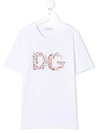 DOLCE & GABBANA FLORAL EMBROIDERED LOGO T-SHIRT