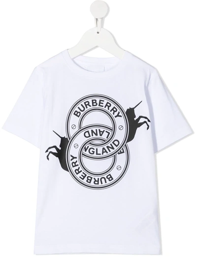 Burberry Kids' Logo Print T-shirt In White