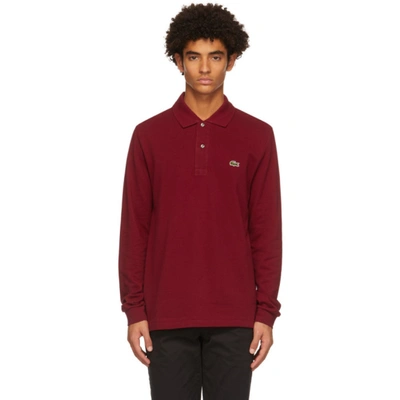 Lacoste Long Sleeve Classic Pique Polo Shirt In Burgundy