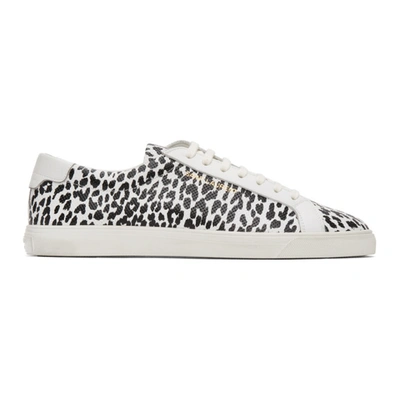 Saint Laurent Sl06 Babycat Printed Leather Trainers In Neutrals