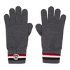 MONCLER GREY WOOL STRIPE GLOVES