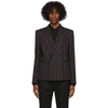 SAINT LAURENT NAVY WOOL STRIPED BLAZER