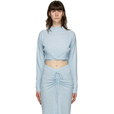 Christopher Esber Blue Oversize Crop Tie Sweater In Dusty Blue