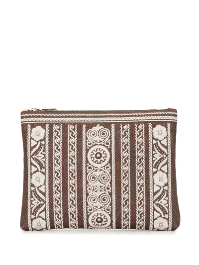 Etro Floral Embroidered Clutch Bag In Neutrals