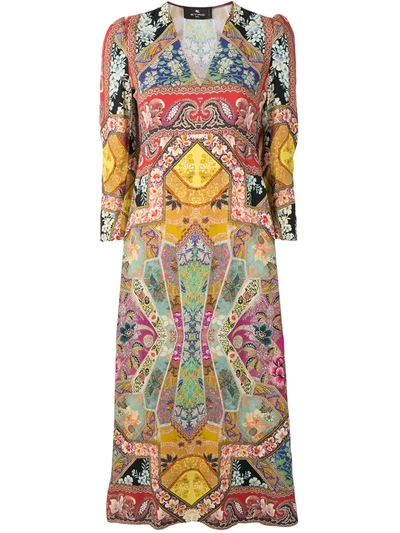 Etro Floral Paisley Print Midi Dress In Multicolour