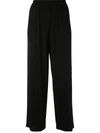 Vince Twill Cropped Wide-leg Trousers In Black