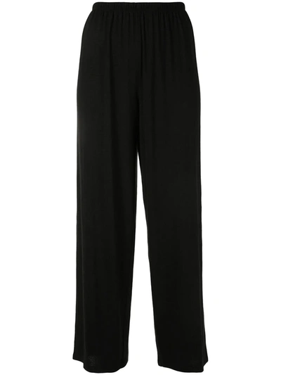 Vince Twill Cropped Wide-leg Trousers In Black