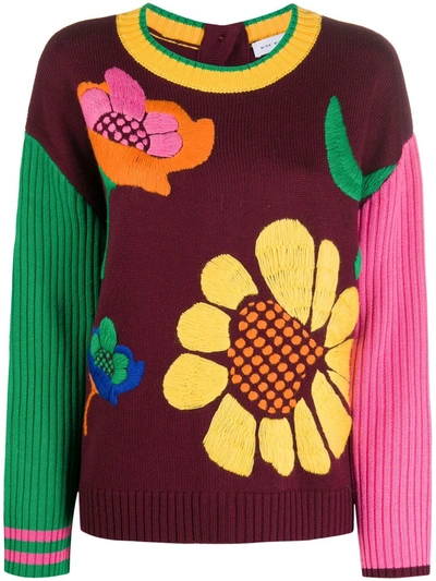 Mira Mikati Strickpullover Mit Blumen In Green