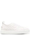 Fendi Promenade Ff Leather Sneakers In White