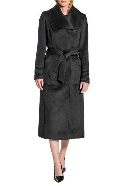 Sentaler Wide Collar Belted Alpaca & Wool Wrap Coat In Black