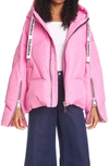 Khrisjoy Logo Drawstring Puffer Jacket In Pink