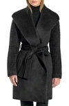 SENTALER RIB SLEEVE ALPACA & WOOL WRAP COAT,SEN18-72590R