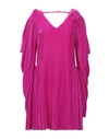 Les Rêveries Cold-shoulder Bow-embellished Draped Velvet Mini Dress In Pink