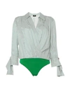 Elisabetta Franchi Green Viscose Bodysuit In Green