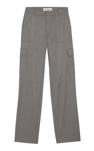 Alfie Wool Signature Pinstripe Cargo Trousers - M'o Exclusive In Grey