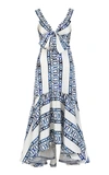 SILVIA TCHERASSI WOMEN'S CATANZARO TIE-ACCENTED SILK-BLEND DRESS