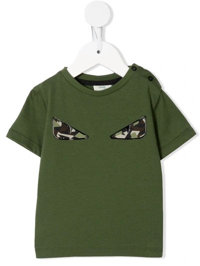 Fendi Babies' Bag Bugs Cotton T-shirt In Green