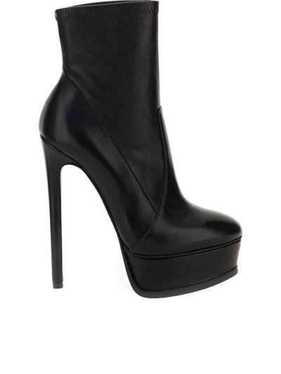 Casadei Flora Napa Lather Ankle Boots In Black