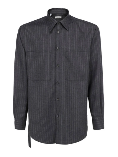 Valentino Pinstriped Shirt In Grey In Dark Grey