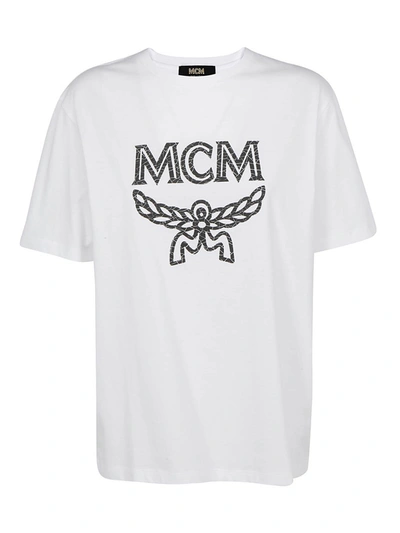 Mcm Cracked Effect Logo T-shirt In White