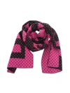 BALENCIAGA POLKA DOT SCARF IN BLACK AND FUCHSIA