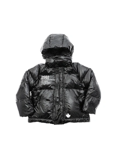 Dsquared2 Kids' Painted Effect Down Jacket In Black