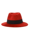 SAINT LAURENT RED AND BLACK FEDORA HAT,11580701