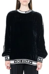DOLCE & GABBANA BLACK AND WHITE DG STAR SWEATER IN MIXED SILK,11580615