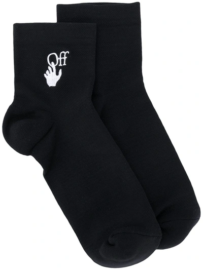 Off-white Embroidered Motif Socks In Black