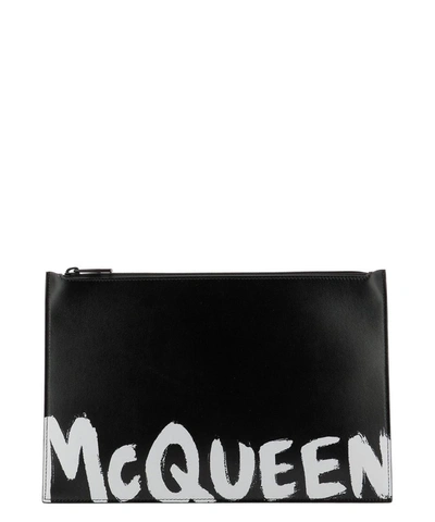 Alexander Mcqueen Graffiti Clutch Bag In Black