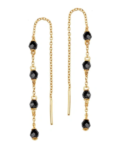 Astley Clarke Gold Plated Vermeil Silver Black Onyx Threaded Chain Drop Earrings