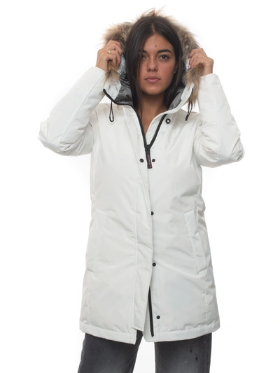 Museum Emma Hooded Jacket Milk Polyester Woman In White
