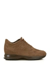 Hogan Interactive Brown Suede Sneakers In Beige