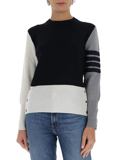 Thom Browne Fun-mix 4-bar Stripe Jumper In Blue