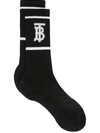 Burberry Cotton Blend Socks With Monogram Motif In Black