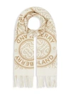 Burberry Monogram Logo Cashmere Scarf In White