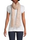 Valentino Women's Plisse Lace-panelled Cashmere & Wool Scarf In Poudre