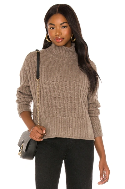 Autumn Cashmere Ribbed Mock Neck Sweater In Bark