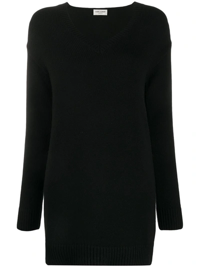 Saint Laurent V-neck Cashmere Jumper In Black