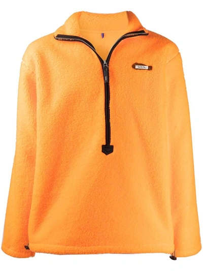 Ader Error Faux Shearling Anorak Jacket In Orange