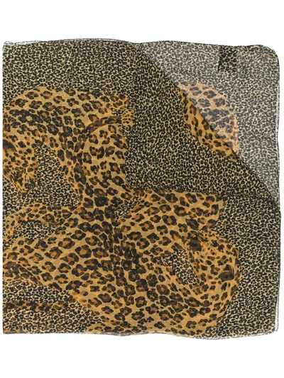 Saint Laurent Leopard-print Scarf In Neutrals