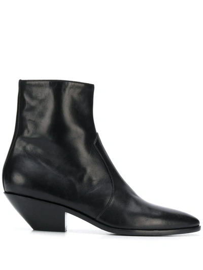 Saint Laurent West 45 Leather Ankle Boots In Black