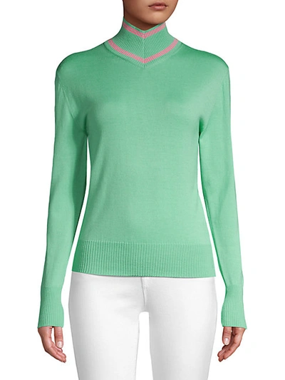 Maggie Marilyn Make A Difference Striped-trim Turtleneck In Meadow