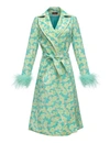 ANDREEVA MINT JACQUELINE COAT №21 WITH DETACHABLE OSTRICH FEATHERS CUFFS