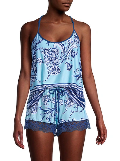 In Bloom 2-piece Floral-print Camisole Set In Blue