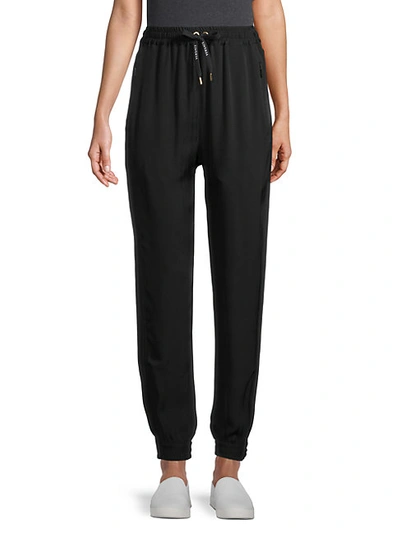 Versace Drawstring Silk Joggers In Black