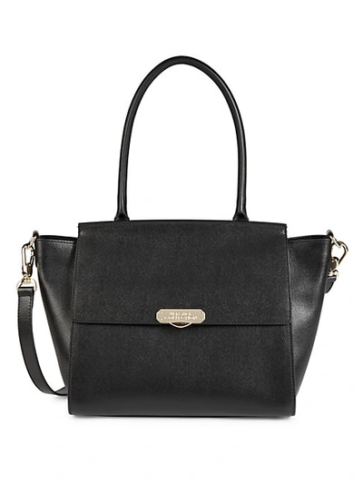 Versace Large Winged Leather Satchel In Black