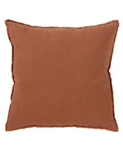 Saro Lifestyle Fringed Linen Decorative Pillow, 20" X 20" In Camel