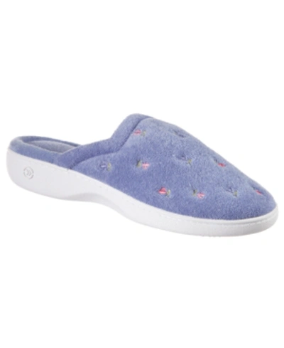 Isotoner Signature Women's Secret Sole Embroidered Clog Slippers In Periwinkle